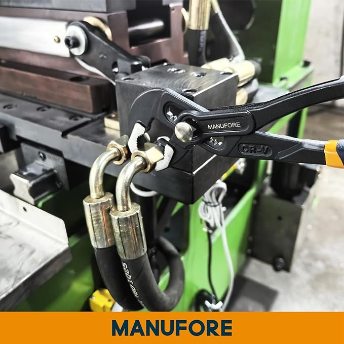 MANUFORE 16 Inch Water Pump Pliers Heavy Duty Tongue and Groove Pliers | Quick Release Design, Deep V-Jaw Teeth for Firm Grip, Comfort Grip and High Carbon Steel for Gripping Pipes, Rods, Shafts