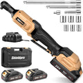 20V Electric Ratchet Wrench Set, 3/8" Cordless Ratchet Kit 400RPM, Torque Ratchets, LED Light, 2 Batteries, Fast Charger, Sockets, Adapters, Extension Bars (Yellow)