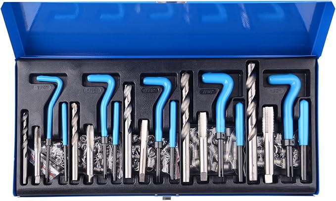 DAYUAN 23pcs Aluminum Alloy Cup Type Oil Filter Cap Wrench Socket Removal Tool Set Bundle with 131PC SAE Thread Repair Kit