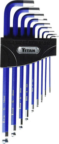 Titan 12714 9-Piece Extra-Long Arm Ball Tip Metric Hex Key Set