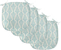 Lunarable Damask Blue Chair Seating Cushion Set of 4, Vintage Antique Pattern with Classic Victorian Motif, Anti-Slip Seat Padding for Kitchen & Patio, 16"x16", Eggshell Pale Cadet Blue