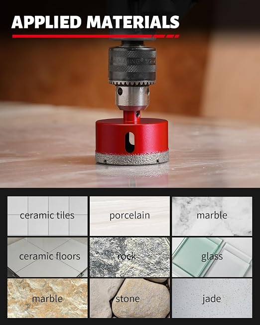 DAYDOOR 2-1/2" Diamond Hole Saw Bit with Pilot Drill Bit -1pc 65mm Diamond Tile Hole Saw with Guiding Bit for Porcelain Tile Ceramic Pottery Granite Stone Glass Bottles(3/8" Triangle Shank)