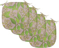 Lunarable Cinnamon Chair Seating Cushion Set of 4, Plantation Floral Pattern on a Plain Background, Anti-Slip Seat Padding for Kitchen & Patio, 16"x16", Yellow Green Olive Green