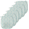 Lunarable Damask Blue Chair Seating Cushion Set of 6, Vintage Antique Pattern with Classic Victorian Motif, Anti-Slip Seat Padding for Kitchen & Patio, 16"x16", Eggshell Pale Cadet Blue