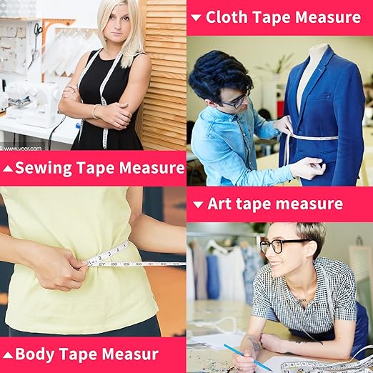 LOUHUA Tape Measures 24 Pack Measuring Tape Bulk for Body Sewing Tailor Cloth Craft Supplies Knitting Projects Measurement Double Scale 150cm/60inch