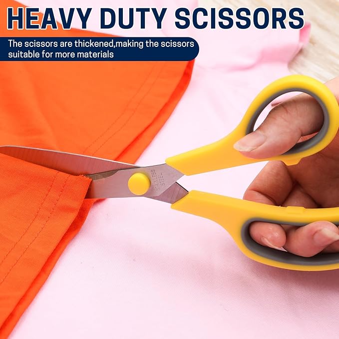 BURVAGY 8" 20 Pack All Purpose Heavy Duty Scissors- Comfort-Grip Sharp Scissors for Office School Sewing Fabric Craft High/Middle School Student Teacher Scissor, Right/Left Hand