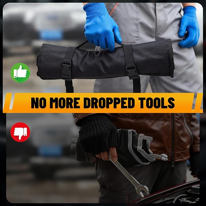 KOOPOOL Ratchet Wrenches Set, 22-Piece Combination Wrench Set, Metric & SAE, Anti-Slip Grip, CR-V Steel, 1/4" to 3/4" & 6mm to 18mm, Portable Oxford Pouch Organizer