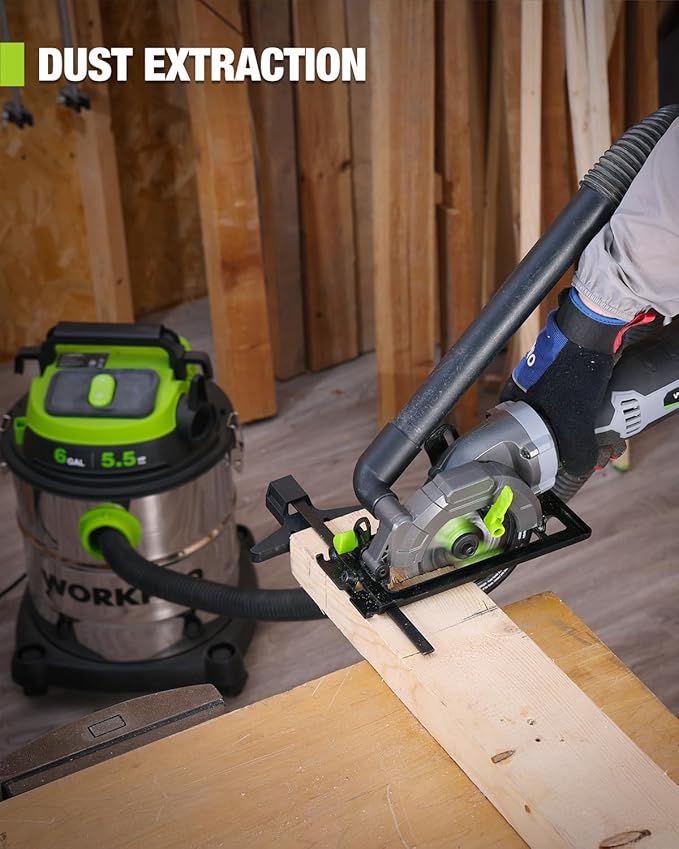 WORKPRO 5.8Amp 3500RPM Circular Saw with Parallel Guide, Maximum Cutting Depth 1-11/16''(90°),1-1/8''(45°), Compact Circular Saw with Three 4-1/2" Blades for Wood, PVC, Tile, Cement Block