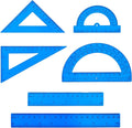 6 Pcs Plastic Ruler Math Set, Transparent Straight Protractor Triangle Measuring Tools, Geometry Ruler for School Office Home/Students(Blue)