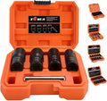 XEWEA 5PCS 1/2 Drive Lug Nut Bolt Extractor Set, Wheel Lock Removal Kit | Imapact Easy Out Broken Wheel Tire Lug Nut Extraction/Remover Socket Tool Set, For Removing Damaged, Frozen, Studs, Cr-Mo