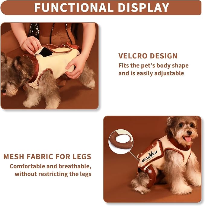 Wakytu Dog Lift Harness Dog Carrier Sling for Small Dogs & Cats,S | stylish puppy sling carrier with handle & pocket,adjustable leash,walking & travel