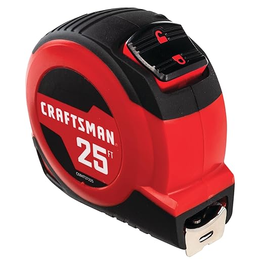 CRAFTSMAN 25-Ft Tape Measure with Fraction Markings, Retractable, Self-Locking Blade (CMHT37225)