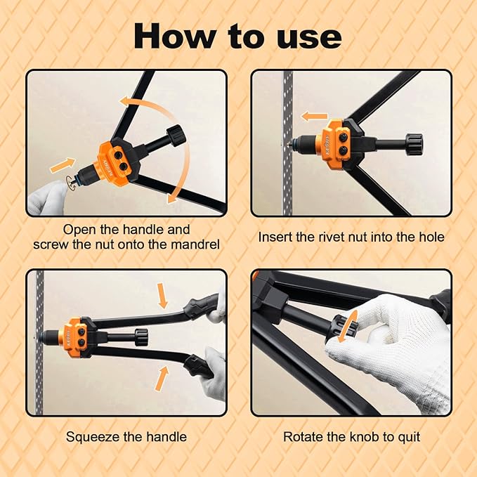 Kerry 16" Rivet Gun Nut Tool, Professional Rivet Nut Tool Kit with 11 Metric & Inch Mandrels M3 M4 M5 M6 M8 M10 M12, SAE10-24, 1/4-20, 5/16-18, 3/8-16, 110pcs Rivnuts and Blow Carry Case