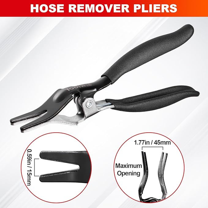 Toolwiz 4 Pcs Hose Clamp Pliers, Spring Coolant Radiator Hose Clamp Pliers Automotive Tools, Includes 27" Long Reach Wire Spring, Flat Band, Remover, Clic-R Type Hand Tools