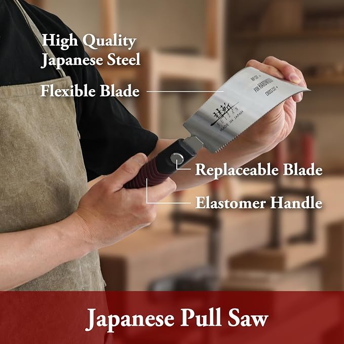 SUIZAN Ryoba Double Edge Saw 8" for Hardwood - Japanese Pullsaw Hand Saws | Professional Pull Saw for Woodworking Furniture Making Carpentry Joinery DIY Tools Sharp Replaceable Blade Rip Crosscut