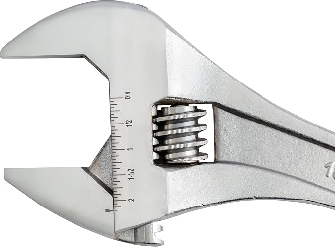 Sunex Tools 18" Adjustable Wrench, Forged Chrome Vanadium Steel, 2.25" Jaw Capacity with Quick-Adjust Knurl and Dual SAE Metric Scale, Anti-Rust Coating (Model SXAW18C)