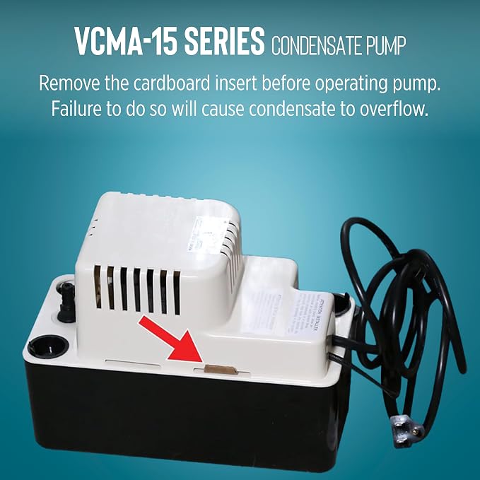 Little Giant VCMA-15ULS 115 Volt, 65 GPH, 1/50 HP Automatic Condensate Removal Pump for HVAC/Refrigeration Systems/Dehumidifiers with Overflow Detection Switch and 6-Foot Cord, White/Black, 554405