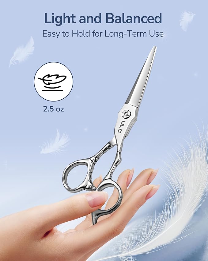 ULG Professional Hair Cutting Scissors 6.5" Japanese Stainless Steel Hand-Honed Barber Scissors for Home & Salon Use, Ergonomic Textured Handle for Men & Women