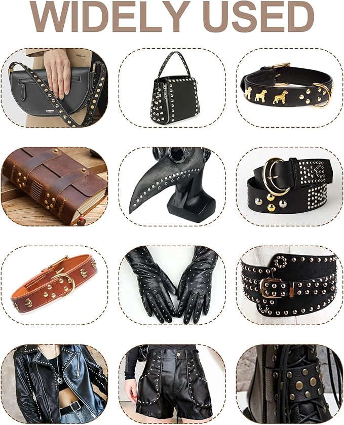 480 Sets Rivets for Leather, 4 Colors 3 Sizes Leather Rivets Kit, Double Cap Rivet with 4 Setting Tools, Suitable for Bags, Decoration