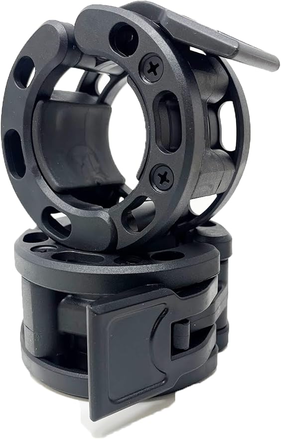 Clout Fitness Olympic Barbell Clamps Collars Quick Release Pair of Locking Weight Clips Fit 2 Inch Barbell for Weightlifting