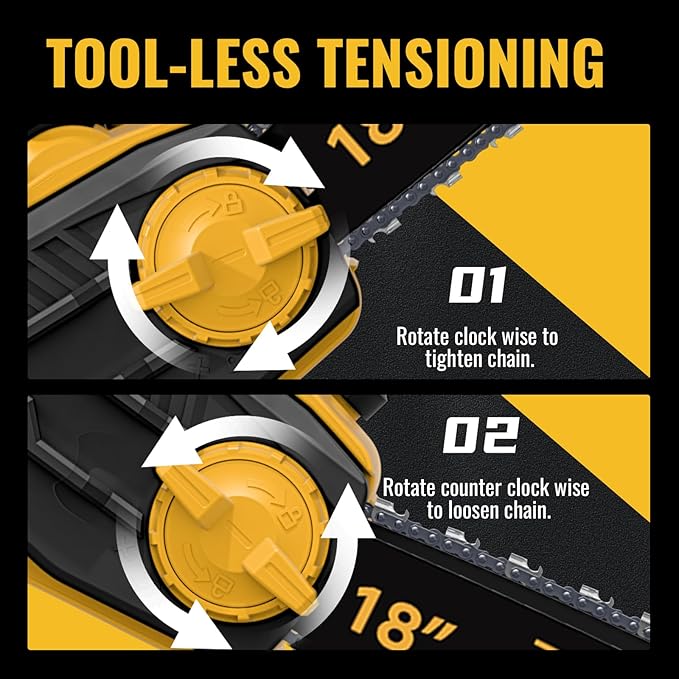 40V(20V*2) 16"+18" 2-IN-1 Brushless Chainsaw Cordless, Electric Powered Chainsaw Compatible with Dewalt Battery with Auto Oiler & Safety Lock Brake, for Tree Trimming Branch Wood Cutting(ONLY TOOL)
