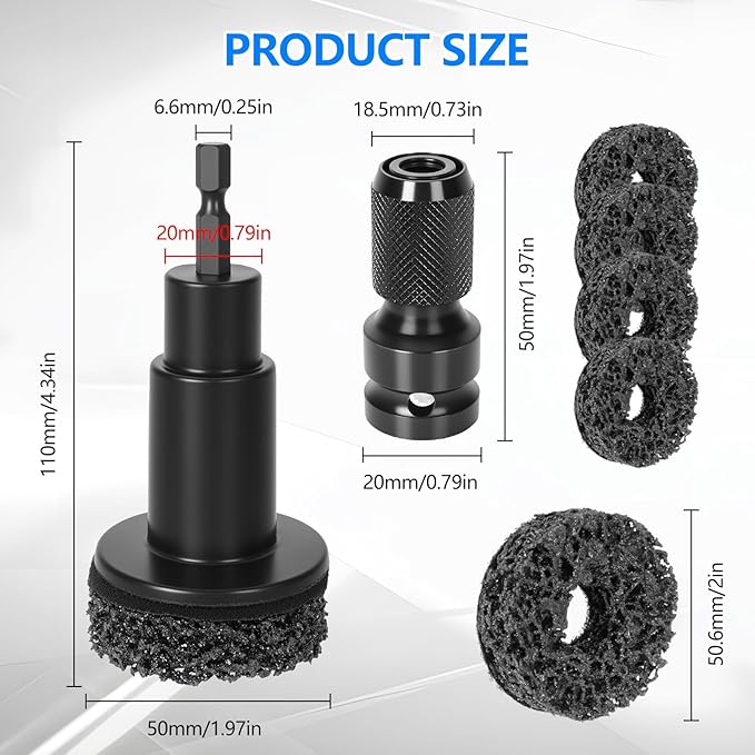 Eascor Wheel Hub Cleaning Tool, Wheel Hub Resurfacing Kit, Wheel Stud Cleaner, Quick Rust Removal for Lug Studs and Rotors, Fits 1/2” Wrenches Or Electric Drill, Automotive Maintenance Tool1