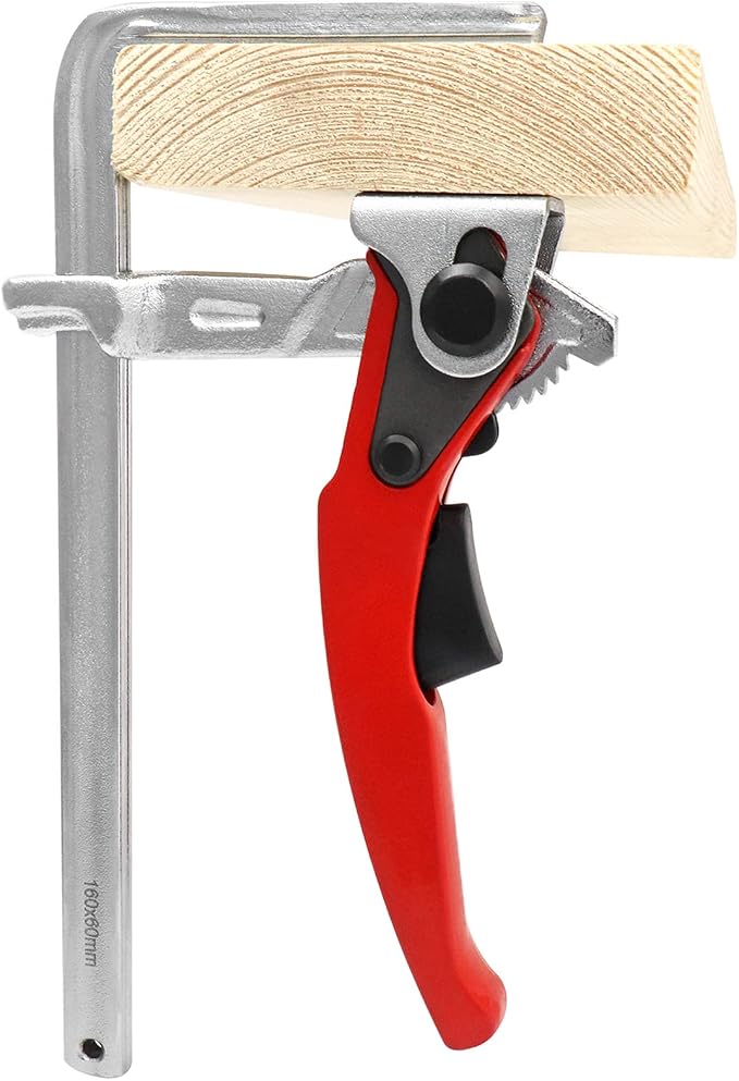 QWORK Ratcheting Table Clamp, 2 Pack Quick Release Bar Clamp with 6-5/16" Capacity and 2-5/16" Throat Depth for Sanding, Cutting