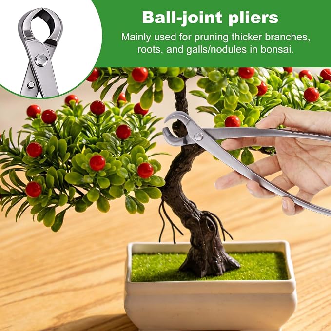 3pcs Bonsai Tool, Professional Stainless Steel Bonsai Trimming Kit with Knob Cutter Concave Cutter Leaf Scissors for Precision Pruning Shaping and Plant Care