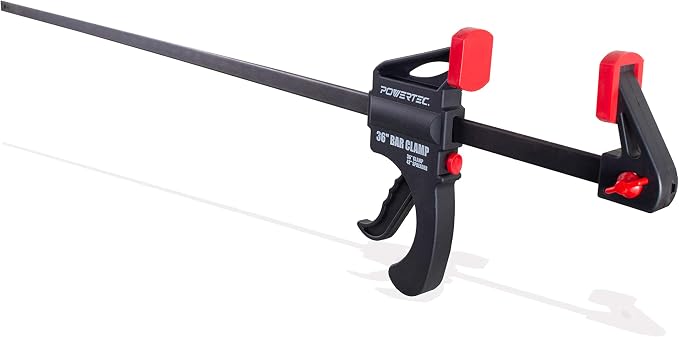 POWERTEC 71597 36 Inch Bar Clamps with Spreader, Trigger Clamps for Woodworking, One-Handed Carpenter Quick Clamp Sets for Gluing, Wood Clamps for Woodworking Tools, 2 pack