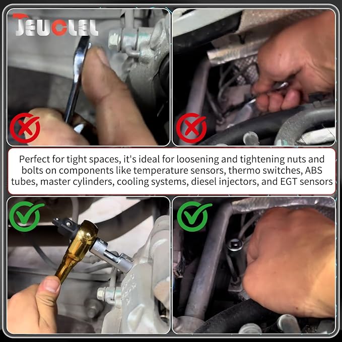 15mm 3/8" Drive Diesel Injector Fuel Line Socket, Flare Nut Wrench | Fastener Bent Pipes, Wired Temperature Sensors, EGT Sensor, Thermo Switches, ABS Tubes, Strut Nut Extractor