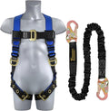 TRSMIMA Safety Harness Fall Protection - Men Construction Full Body Harness Kit for Work with Shock Absorbing Lanyard Tongue Buckle ANSI