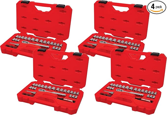CRAFTSMAN Mechanics Tool Set, 33 Piece, 3/8 Inch Drive SAE/Metric (CMMT12113) (Pack of 4)