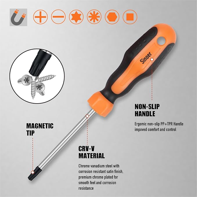 Sinoer 70-Piece Magnetic Screwdrivers Set with Case, Precision Screwdriver Kit,Includes Slotted, Phillips,Torx,Hex, Square,Pozidriv, and Precision Tools for Repair Home Improvement,DIY Craft