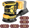 5-Inch Random Orbital Sander, Cordless Sanding Machine Compatible with Dewalt 20V Battery(NO Battery), Brushless Electric Sander with Dust Collector (Light Yellow)