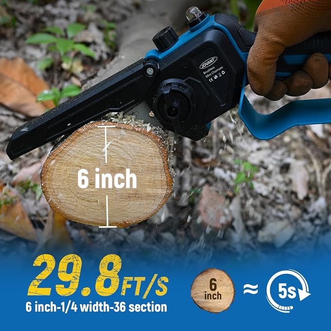 2-in-1 Pole Saw 6 Inch Cordless Handheld Chainsaw, Battery Powered Electric Chain Saw for Tree Trimming Branch Cutting Wood Pruning 15 FT Max Reach 1 * 20V 4A Battery & Charger