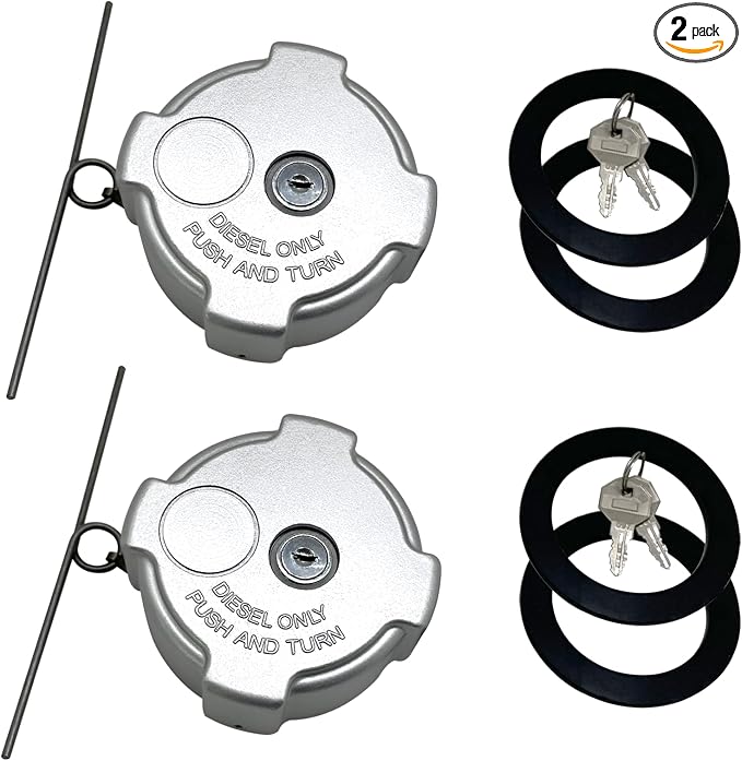 03-37017-002 Truck Fue/l Tank Locking Gas Cap, 1996-2022 Freightliner 108SD | Aluminum, Fits 114SD 122SD Argos/y Cascadia Columbia Diese/l Semi Truck, 3 In 1/4 Quarter Turn with Keys & Gaskets, 2PCS
