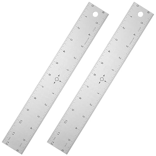 Tellegloww 2 Pack 12 Inch Center Finding Rulers Aluminum Metal Centering Ruler Tool Straight Edge for Woodworking Metal Work Construction and Around the Home