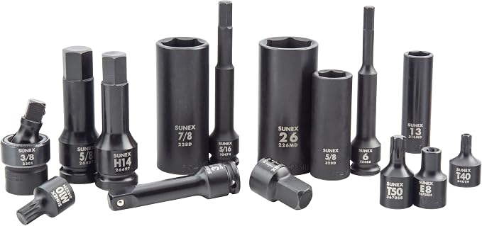Sunex Tools 3/8" & 1/2" Drive SAE & Metric 6 Point Standard & Deep with Star (E and Tamperproof), Triple Square, & Hex Bit, 106-Piece, Model 10105
