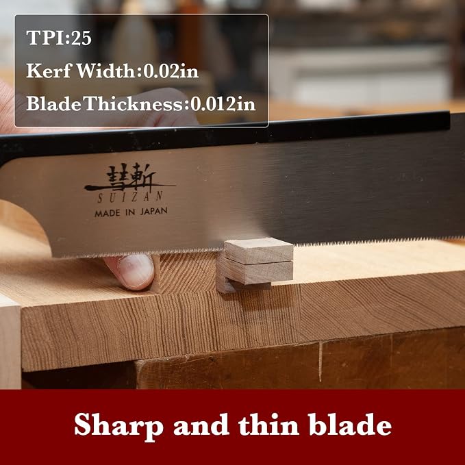 SUIZAN Dozuki Dovetail Saw 9.5" Cross Cut - Japanese Pullsaw Hand Saws | Professional Pull Saw for Woodworking Joinery Tenon Furniture Making DIY Tools Fine Wood Cut Sharp Replaceable Blade