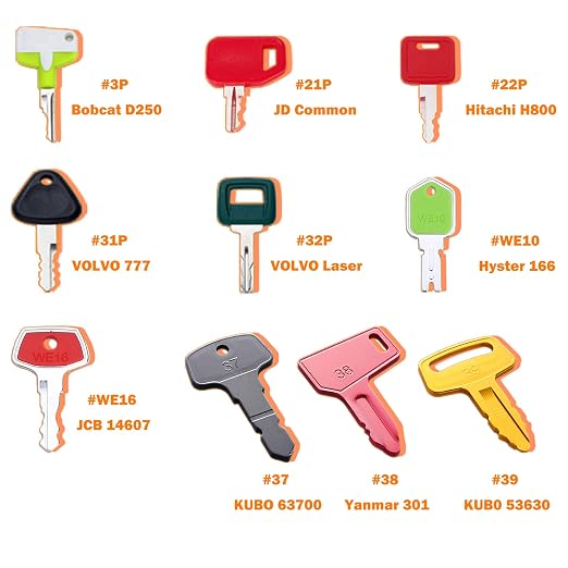 No-Duplicate Heavy Equipment Keys Master Set, Construction Ignition Key Set Fit Yanmar, Kubota, Case, JCB, JD, CAT, Hyster for Operators & Construction Workers
