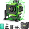 Huepar 4x360 Laser Level Self-leveling 4D Green Beam Cross Line 16 Lines Tiling Floor Laser Tool -2x360 Horizontal/Vertical Laser Lines -rechargeable Li-ion Battery & Integrated Magnetic Bracket 704CG