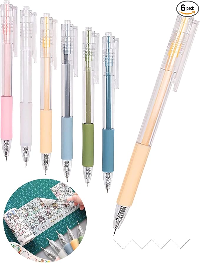 Oythiem Knife Pen Craft Cutting Tools - Precision Paper Cutter Pen with Refillable Tungsten Steel Cutter Head Refill, 6 PACK