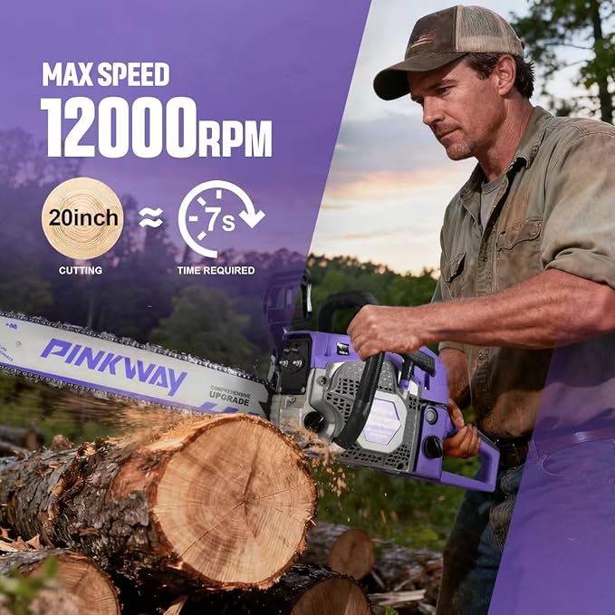 2-cycle 63CC Chainsaw Saw Gas Powered 20" Chain Saws Cordless Petrol Saw Handheld Chainsaw for Cutting Wood Trees Branches，63ACG Upgrade