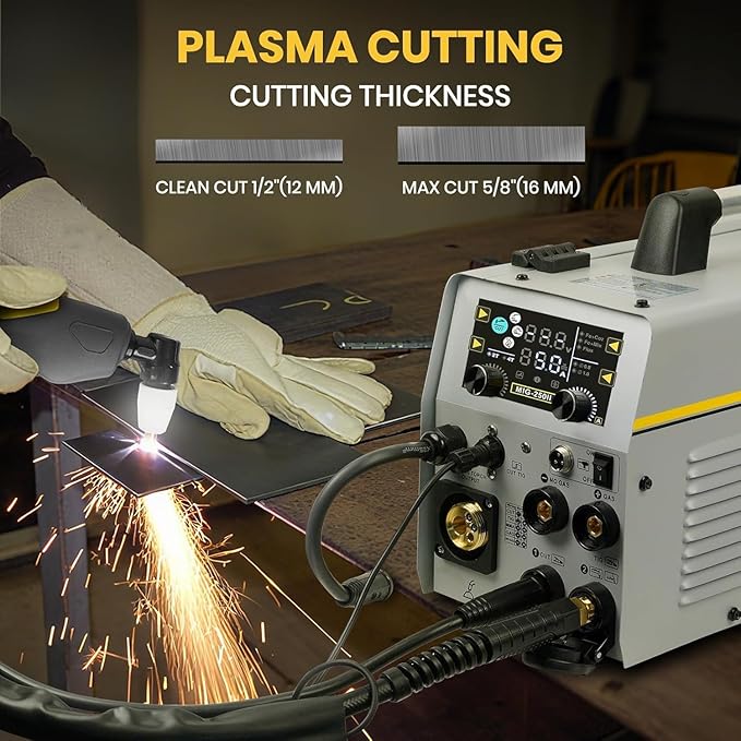 SSIMDER 6 In1 MIG Welder Plasma Cutter Welder Combo, With 71Pcs PT31 LG40 Consumables, 160A 110v/220v Gas MIG/Flux Core MIG/Spool Gun/Lift TIG/Stick/Plasma Cutting Multi-Process MIG Welder Machine