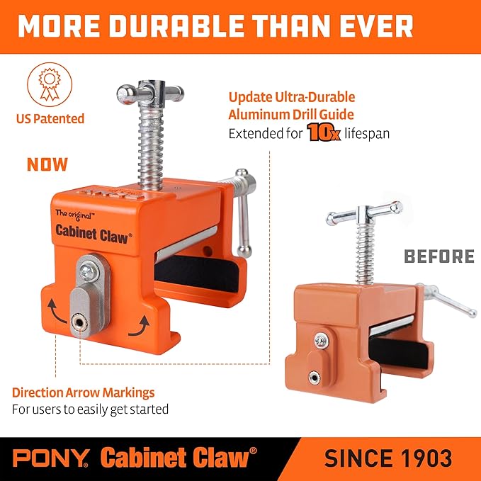 PONY 2-Pack Original Cabinet Clamps, 8510 Cabinet Claw, Face Frame Clamps for Installing Cabinets, 650 lbs Load Limited