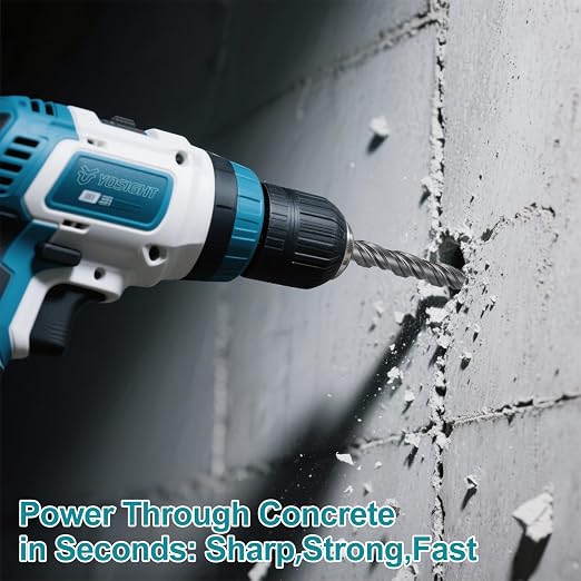 1/4 Inch x 10 Inch SDS Plus Rotary Hammer Drill Bit, Cross Tip Double Threaded Carbide Tipped for Concrete, Brick, and Stone (1/4" x 7.5" x 10")