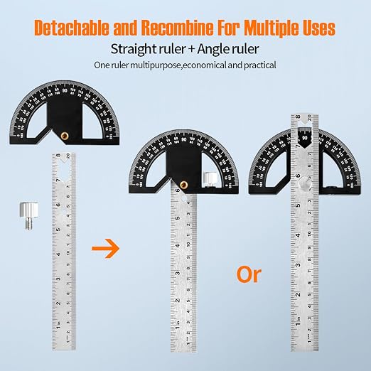 Protractors Angle Ruler Angle Finder Ruler Machinist Protractor Angle Measuring Tool 12-Inch Woodworking Ruler for Woodworking/Carpenter/Construction/Measurement/Hobbyists