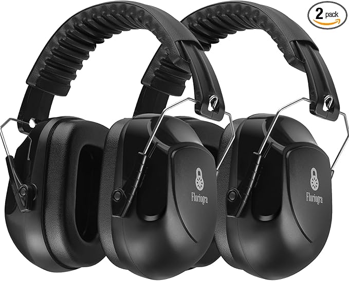 Floriogra 2 Pack 34dB Noise Canceling Headphones For Shooting, Hearing Protection Earmuffs, Ear Protection Headphones, Thickened Headband Ear Muff For Noise Reduction for Shooting, Construction,Mowing