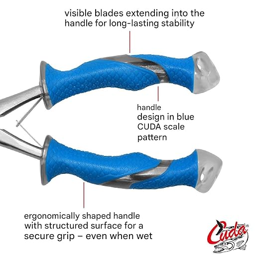 CUDA 10.25" Titanium Bonded Stainless Steel Freshwater Long Needle Nose Pliers #18113 Durable Fishing Hooks Remover, Ring Splitter with Crimper & Mono & Fluorocarbon Cutter
