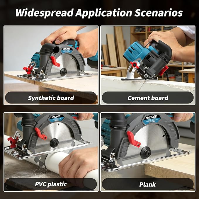 6-1/2" Cordless Circular Saw, 21V Brushless Power Circle Saw 2 x 6.0AH Battery, 5500RPM sierra Circular Inalambrica with 3 Cutting Blades, Max Cut Depth 2-1/4"(90°), 1-7/16" (45°) for Wood, PVC